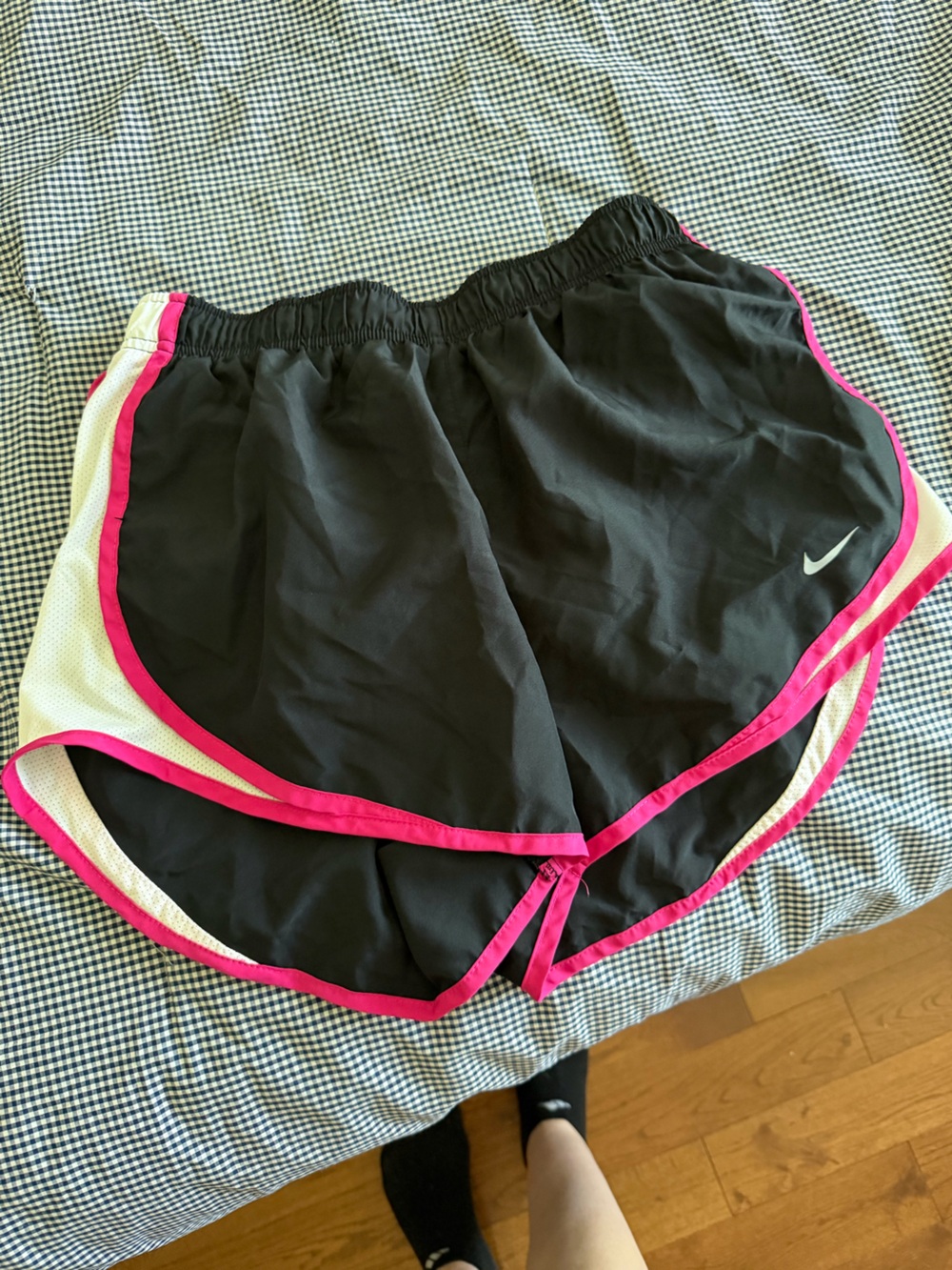 Nike Black Athletic Shorts with Pink Trim